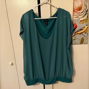 Torrid Green Chiffon Flutter Sleeve Blouse